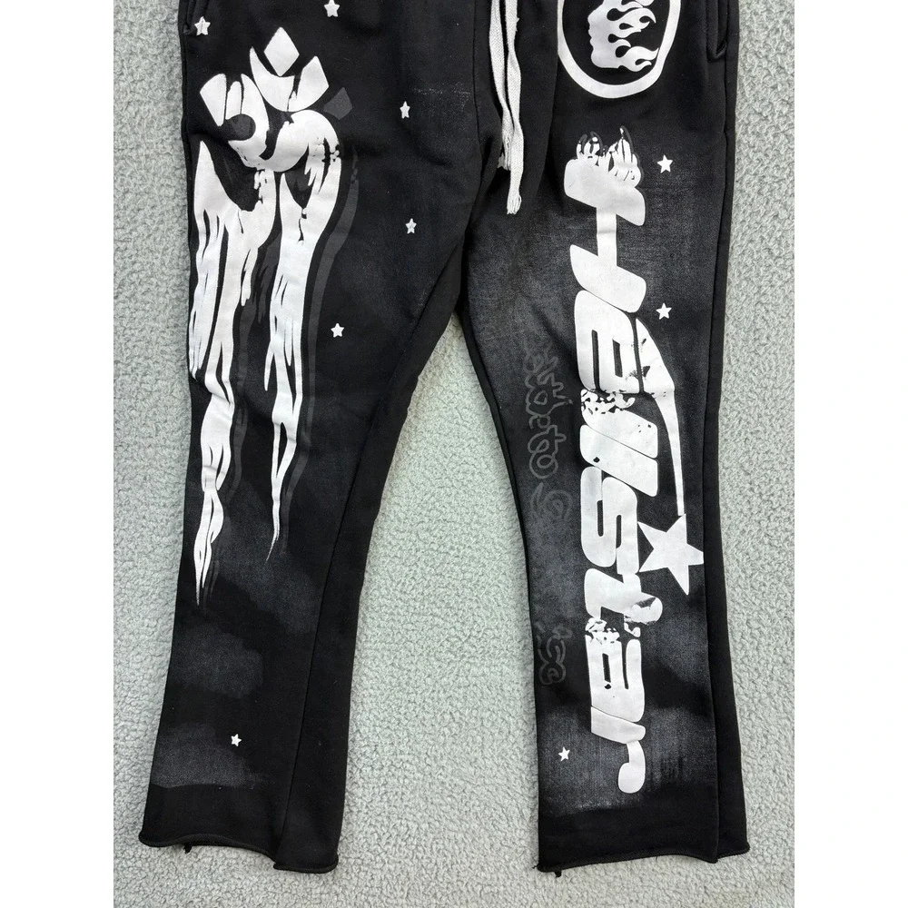 Hellstar Studios Records Tracksuit Hoodie Pants Set Mens L Black Streetwear